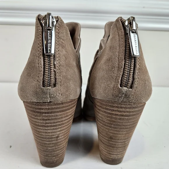 Vince Camuto Levana Heeled Booties Boots Perforated Pointy Toe Gray Beige Size 8 - Picture 4 of 14